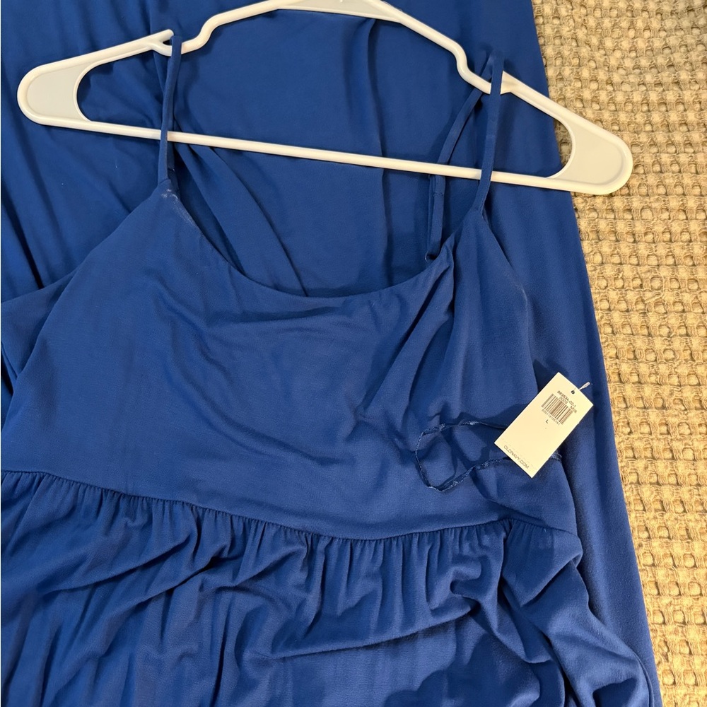 Blue Knit Spaghetti Strap Dress